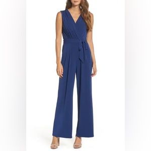 Faux Wrap Jersey Jumpsuit - Size L